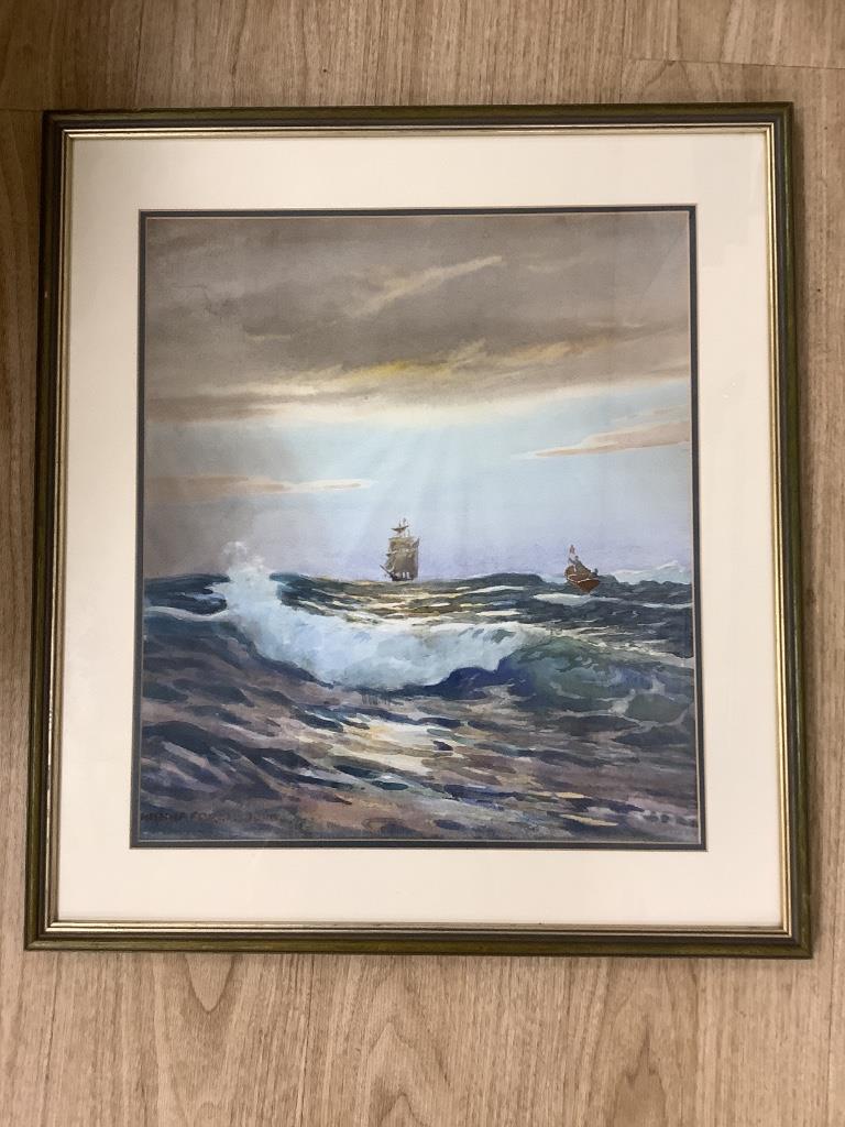 Charles Edward Hannaford, R.B.A. (1863-1955). Seascape. Framed watercolour.